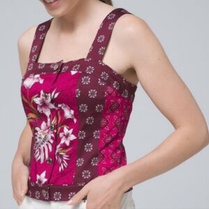 White House Black Market Floral Burgundy Women's Top 12